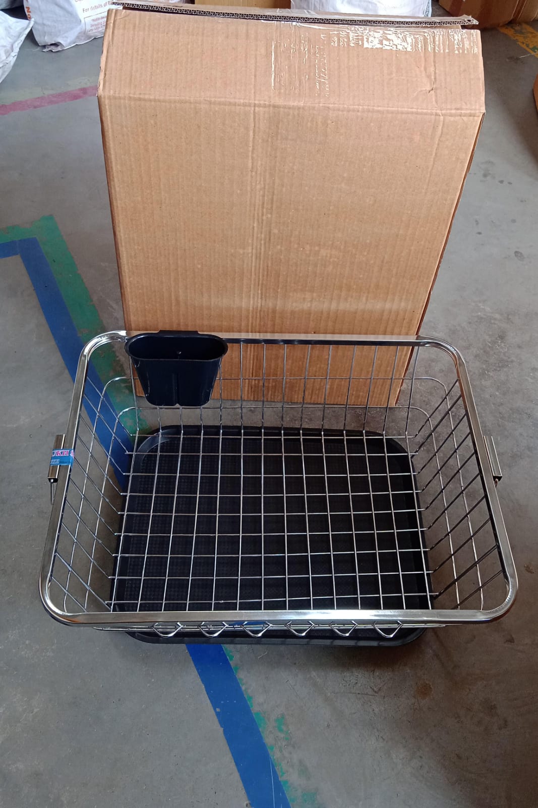 Dish Drainer Rack With Drip Tray Stainless Steel Dish Drainer Rack with Drip Tray, Utensil Drying Stand for Kitchen Plate Rack Bartan Basket for Kitchen Utensils/Dish Drying Rack with Drainer/Bartan Basket/Plate Stand ( 57 x 45 x 19 cm)
