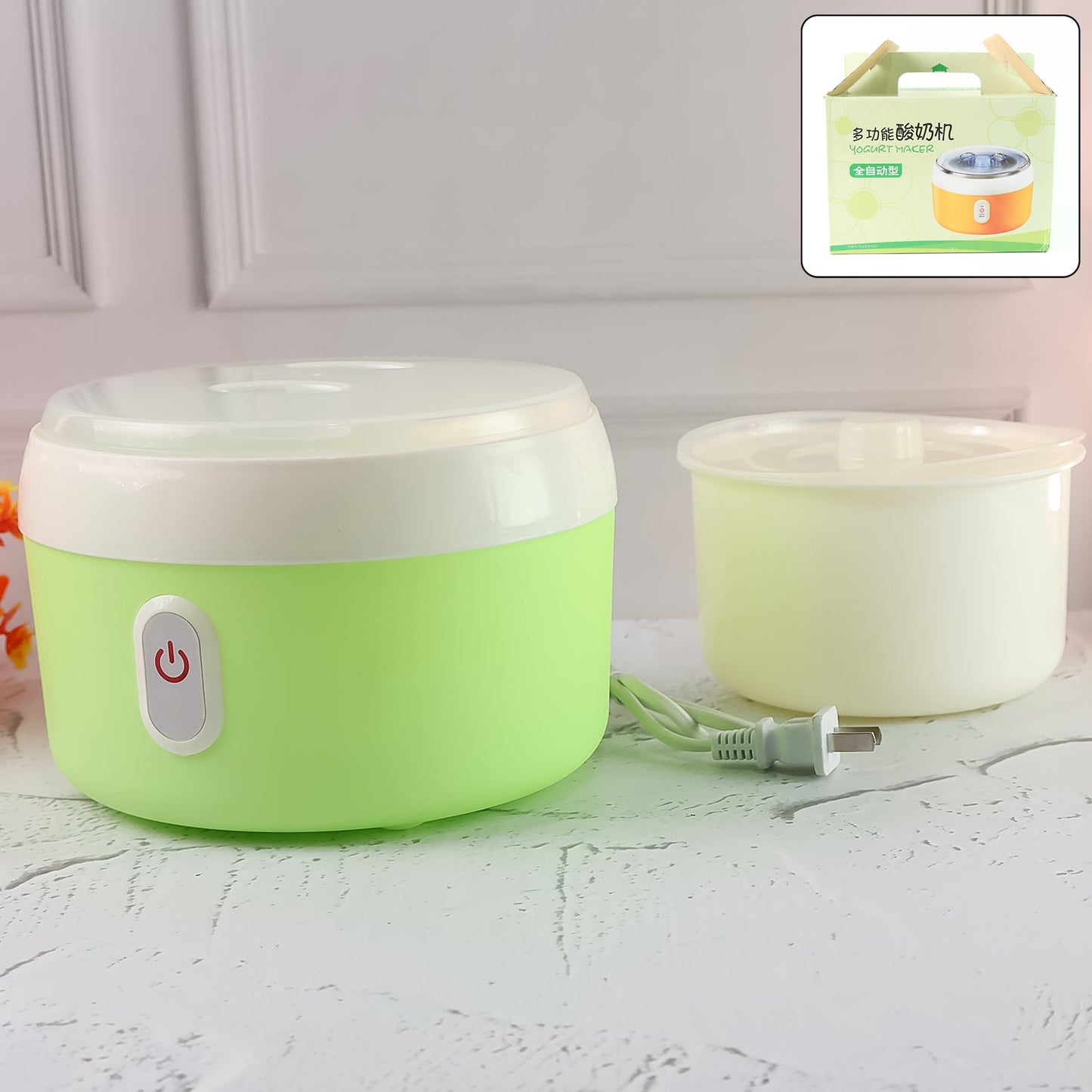 Green Electric Yogurt Maker for Household and Kitchen Use