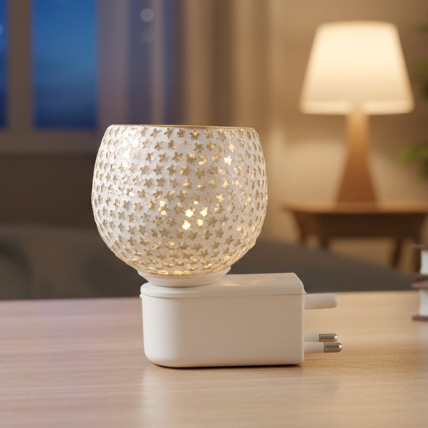 Premium Kapoor Dani Plug-In Star Cut Glass Aroma Diffuser Night Lamp (1 Pc)