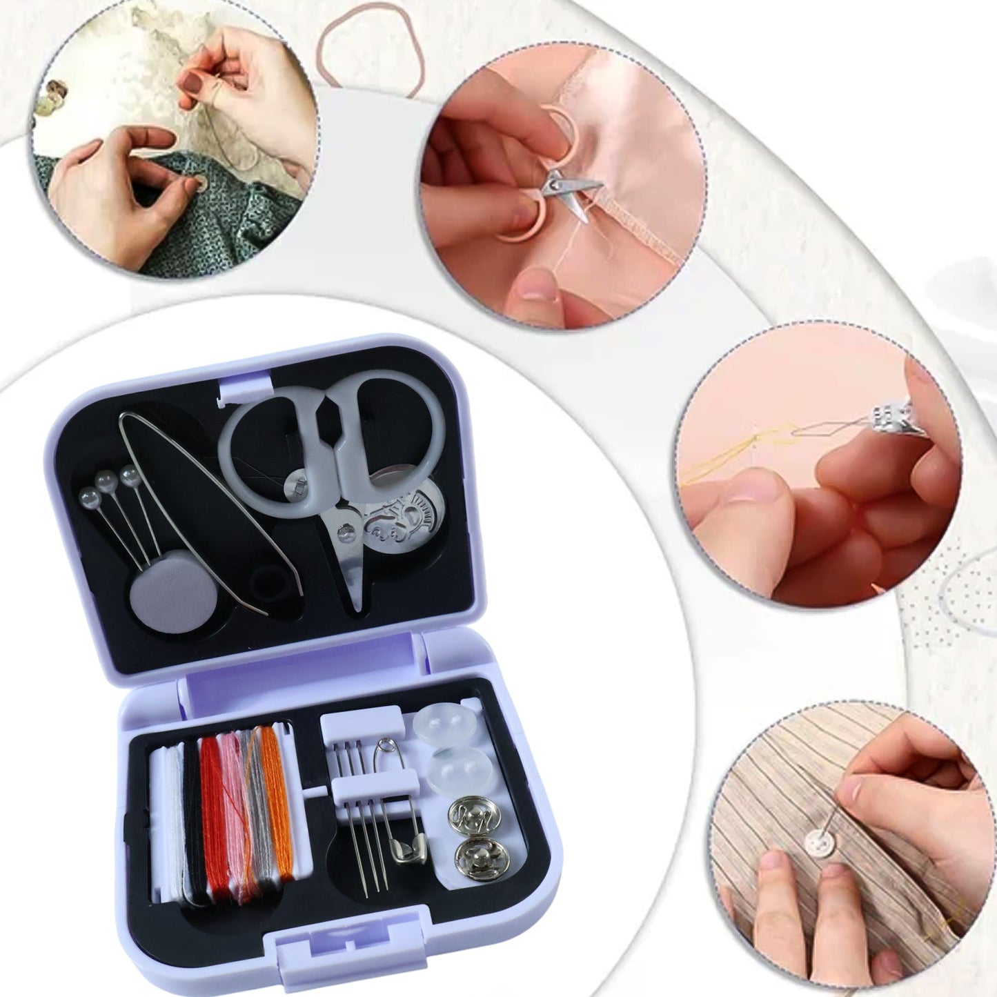 Compact Sewing Kit with Storage Box for Home (1 Set with Box)