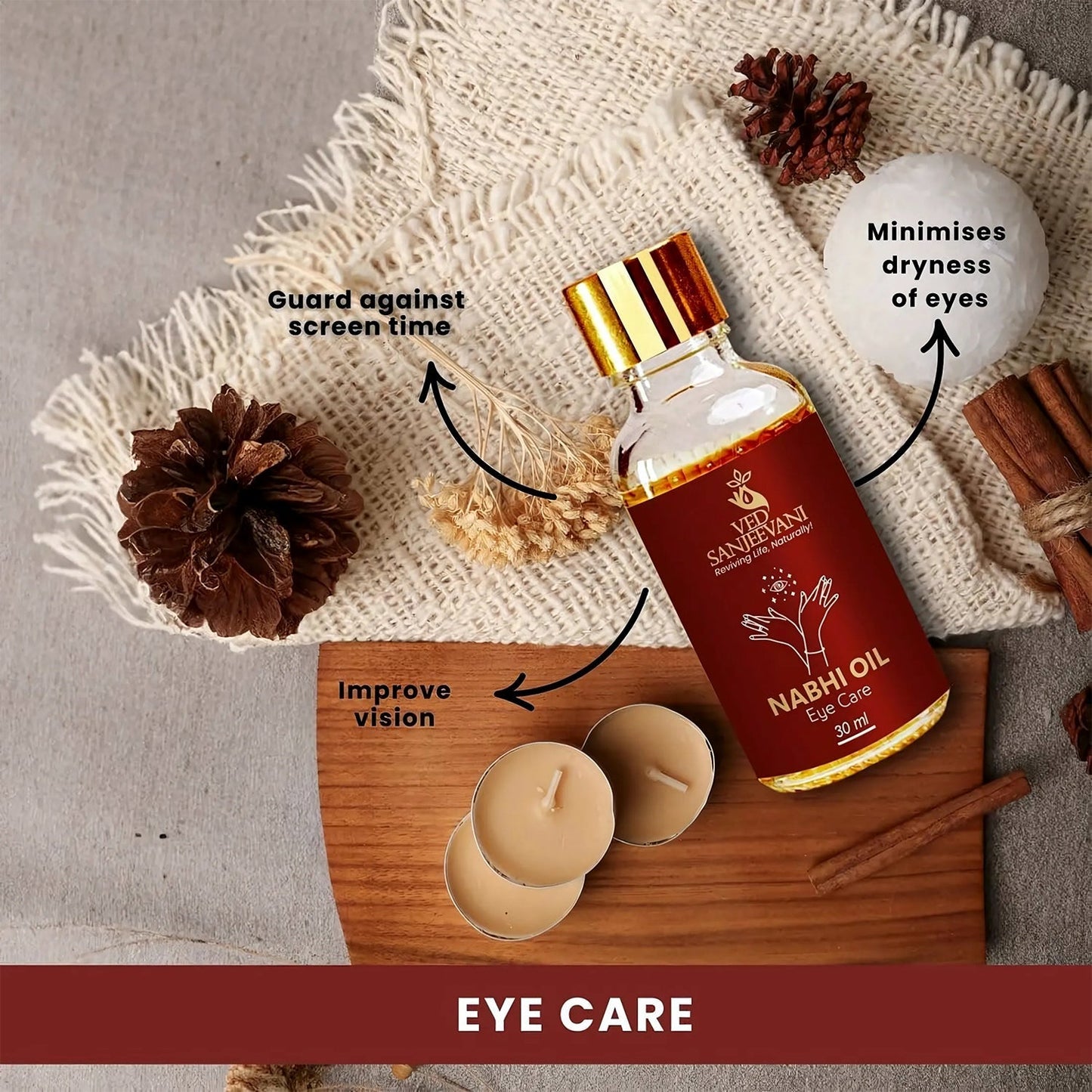 Ved Sanjeevani 100% Organic Ayurvedic Nabhi Oil for Eye Care (30ML / 1 Pc)