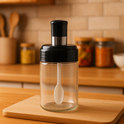 Clear Spice Glass Jar with Spoon
