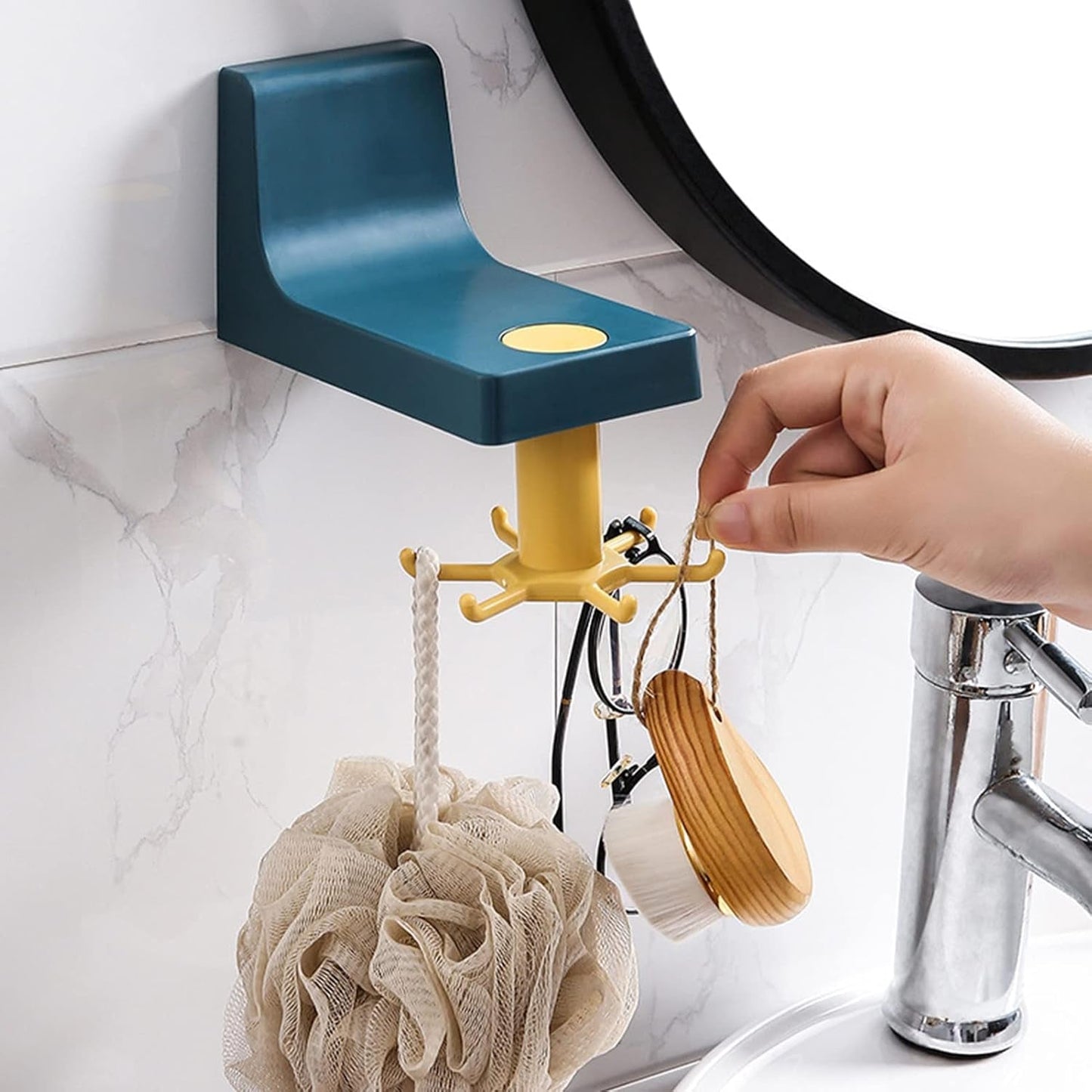 360 Degree Rotating Wall Hook Hanger with 6 Heavy Duty Hooks