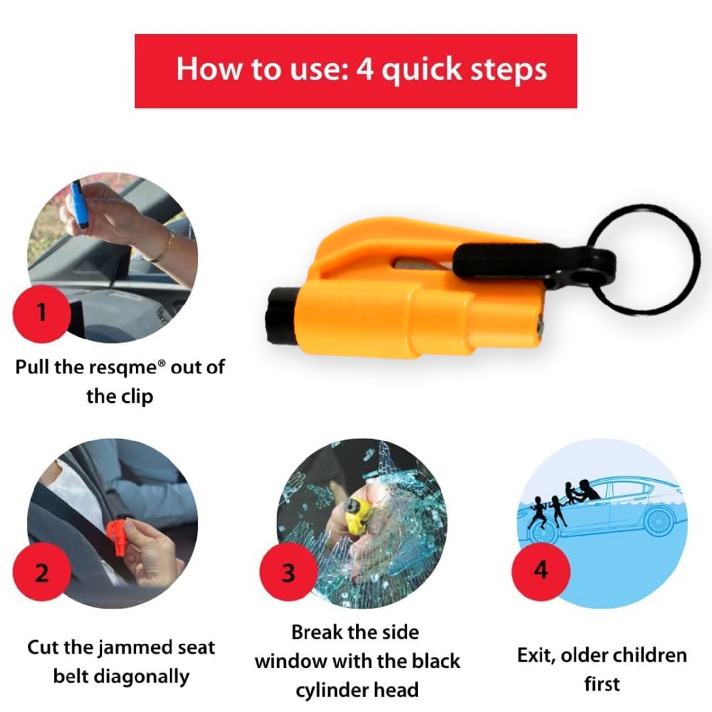 2-in-1 Emergency Safety Cutter – Keychain Tool for Glass Breaking