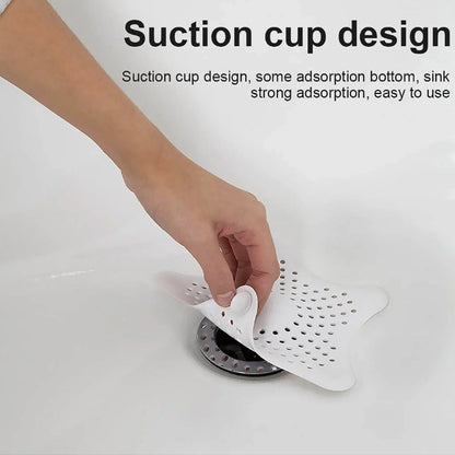 White Silicone Star Shaped Sink Filter Bathroom Hair Catcher Drain Strainers Basin