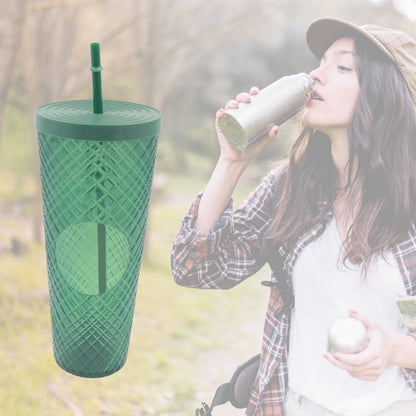 Cup with Straw & LED Lighting Reusable Matte Studded Tumbler (1 Pc)