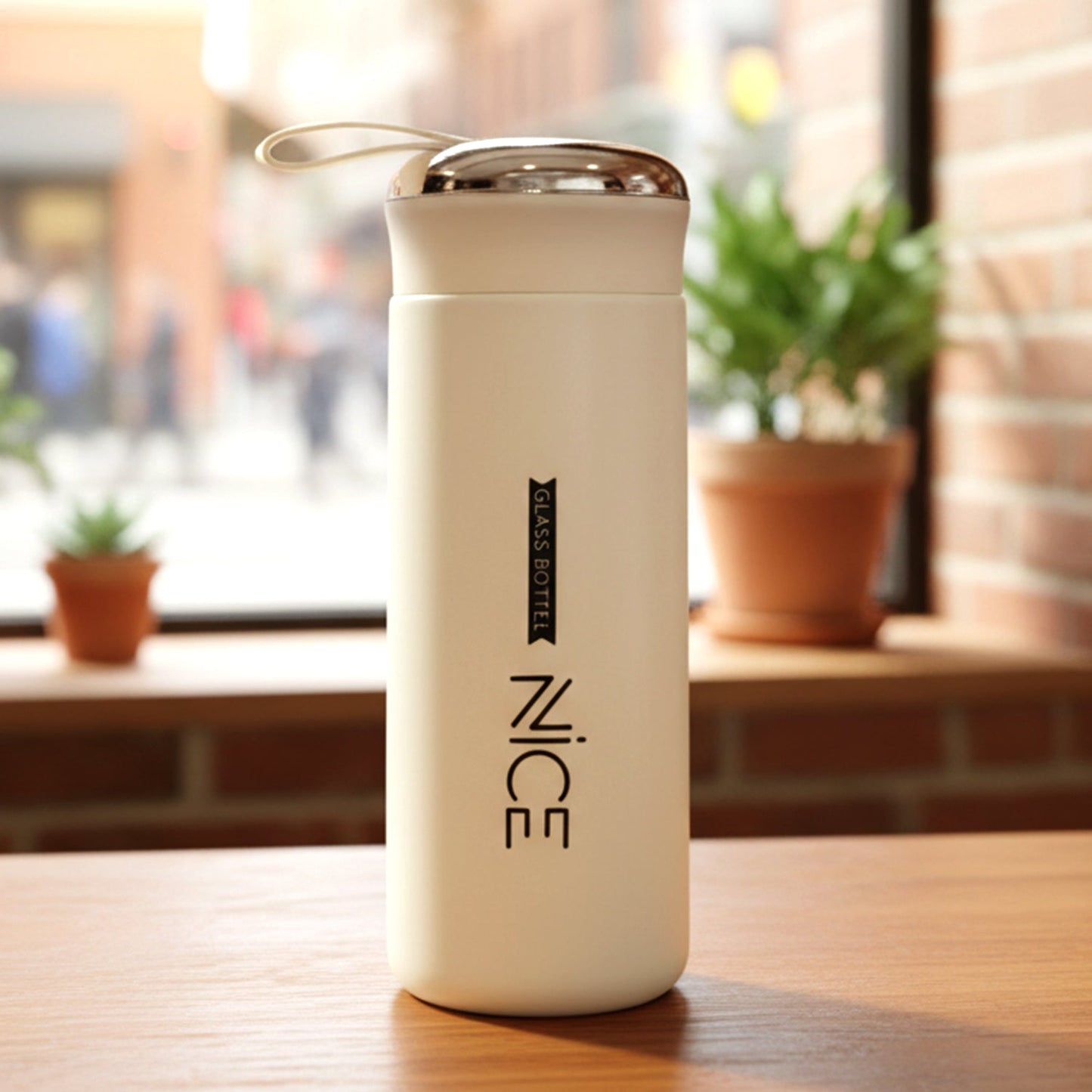 Premium White Glass Water Bottle (1 Pc ,400 ML)