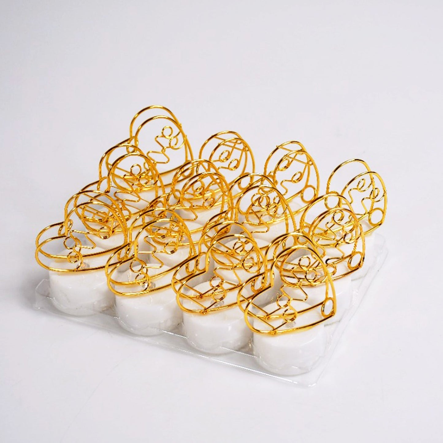 12Pc Multicolor Heart Candles Set