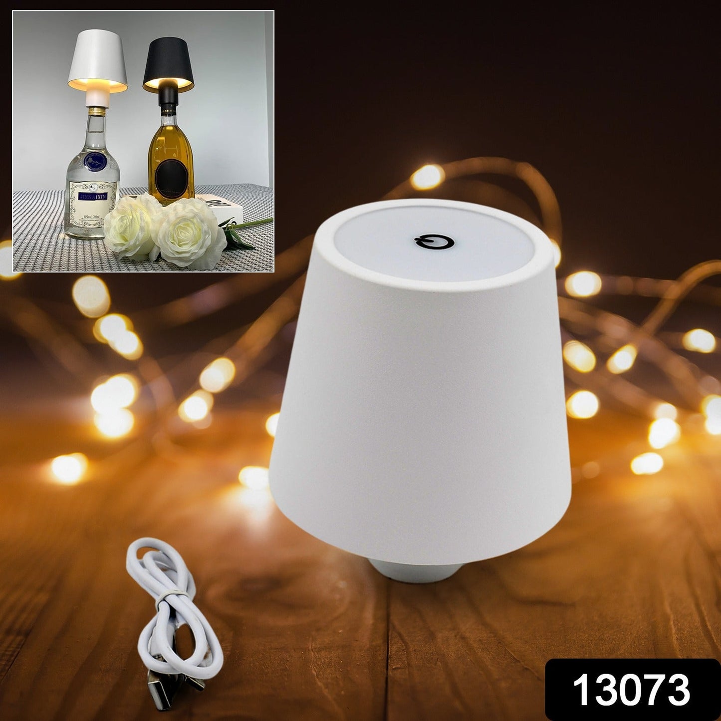 USB Rechargeable LED Bottle Lamp – 3-Color Dimmable Wireless Table Light (1 Pc)