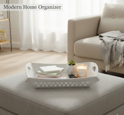 Foldable Plastic Serving Tray - Portable with Handle for Kitchen & Dining (1pc)