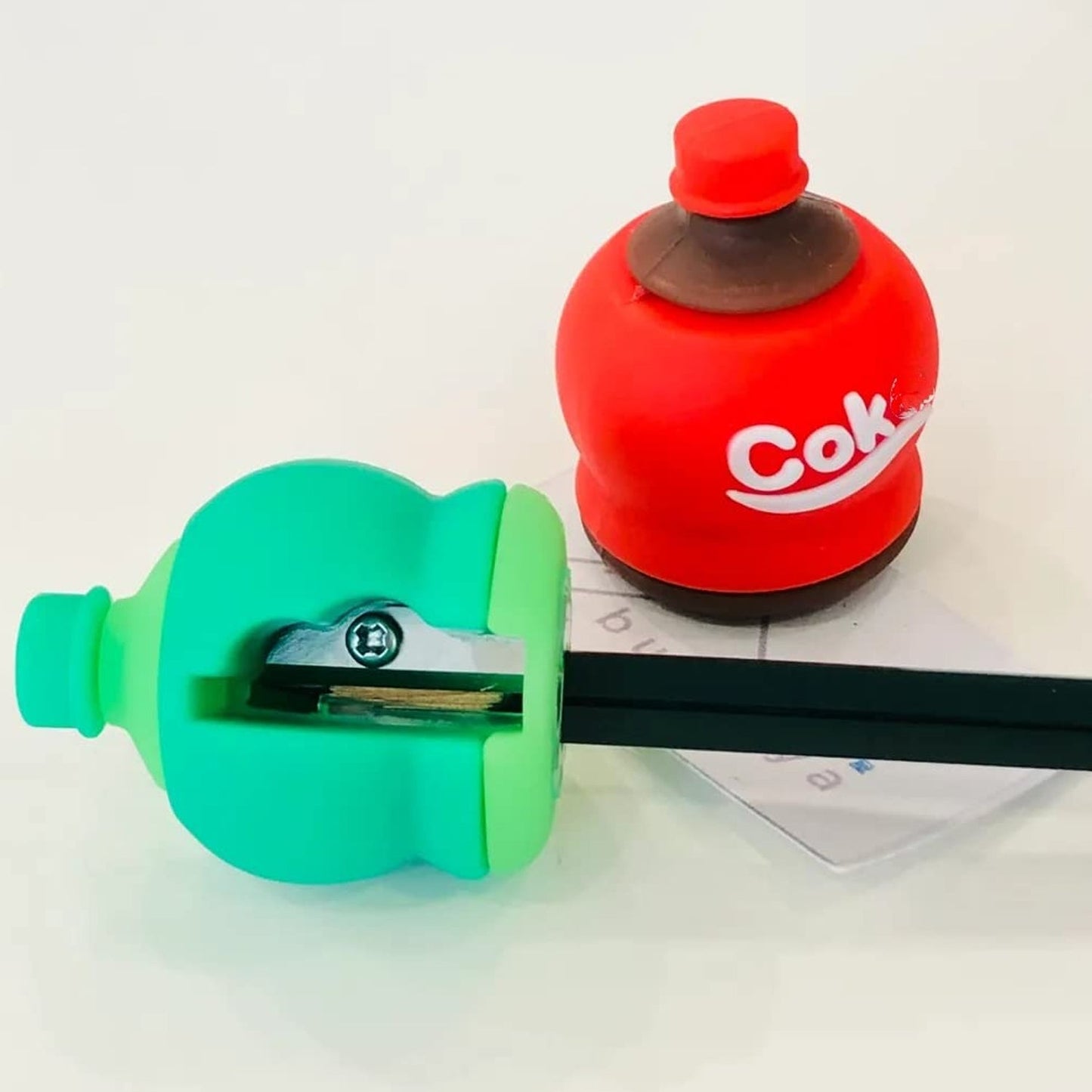 2-in-1 3D Cold Drink Bottle Shape Rubber Pencil Sharpener and Eraser Set(24 Pcs Set )
