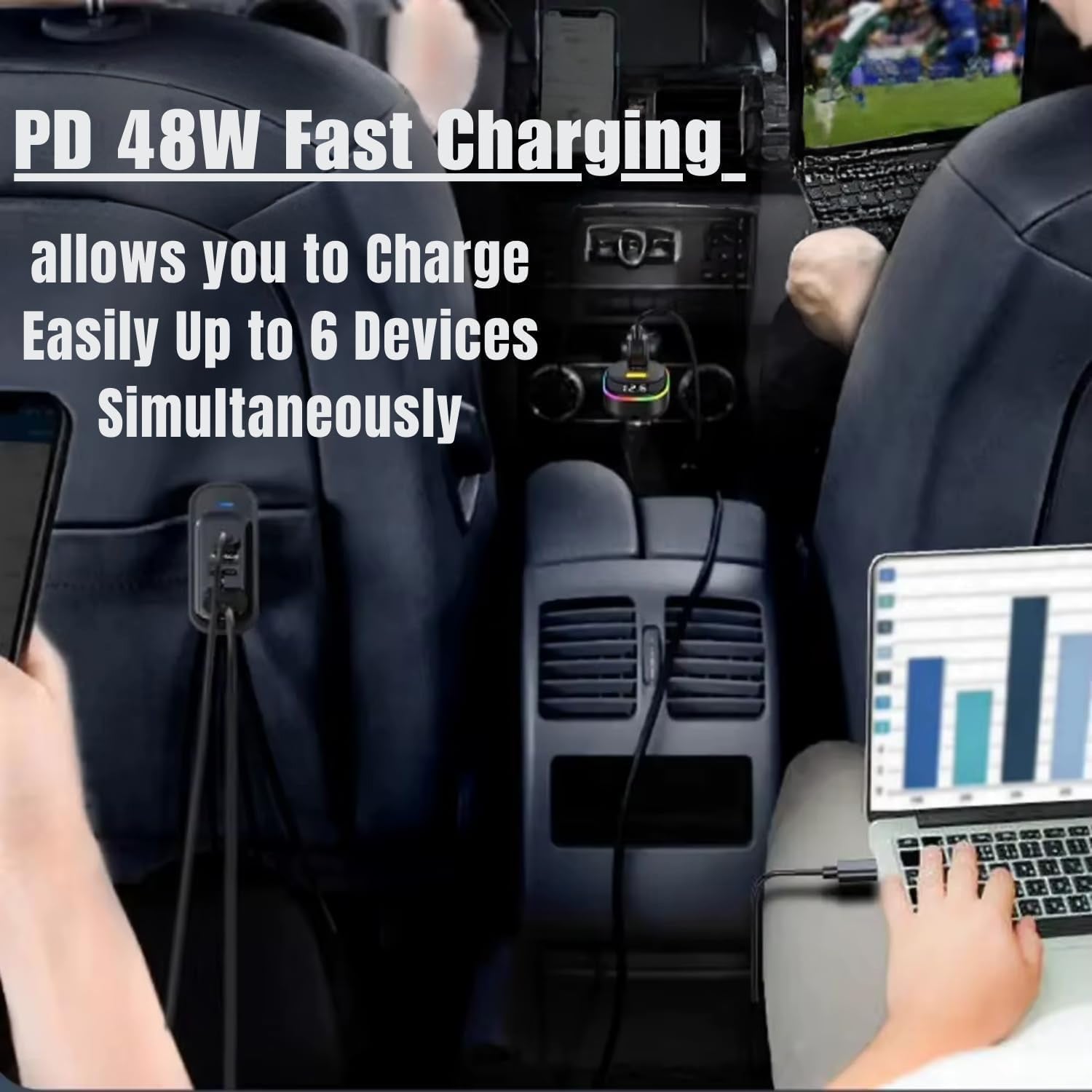 rgb led car usb charging adapter for smartphones