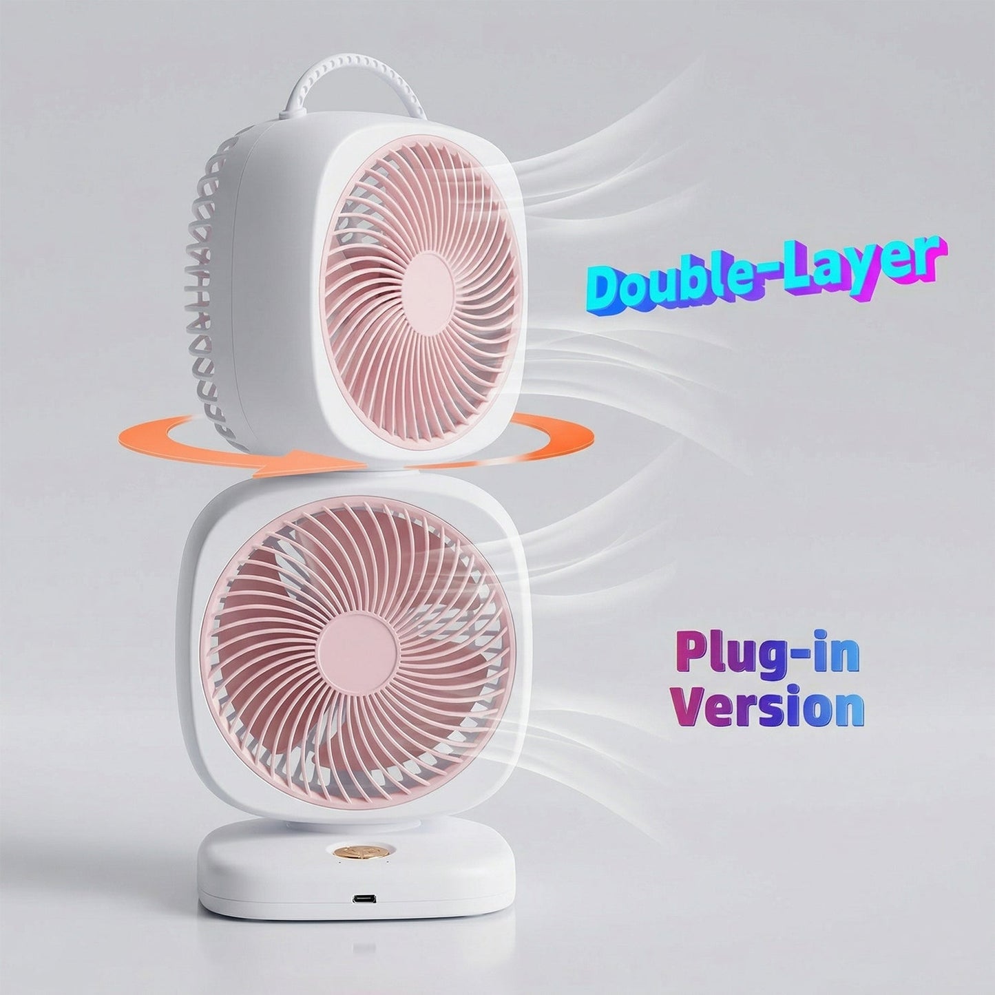 Portable Dual Head USB Rechargeable Table Fan (1 Pc)