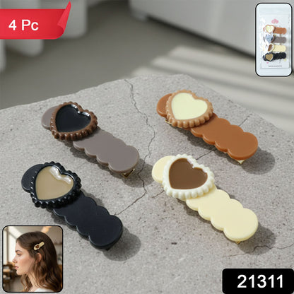 Heart design decorative hair clips set