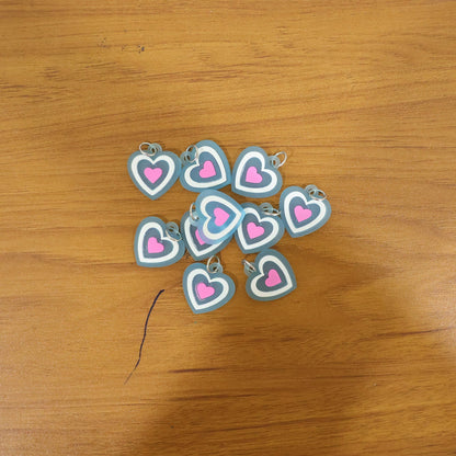 Cute Heart Shape Bag Charm Keychain Set (10 Pc)