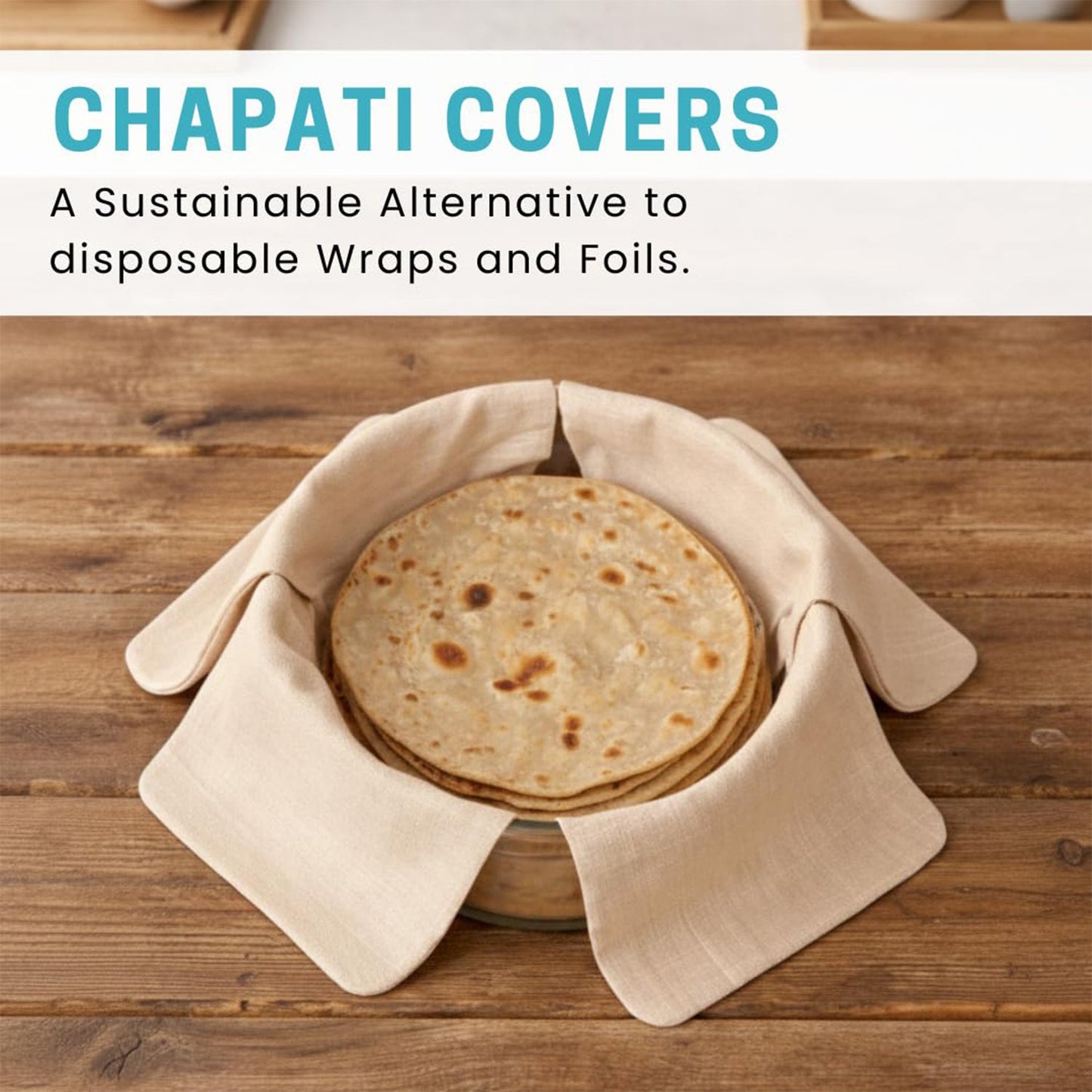 Pure Cotton Roti Mate Cloth, Round roti Cover (51 × 51 Cm, 1 Pc)