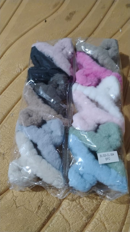 Premium Soft Fur Coated Hair Clutcher Clip Set (12 Pc)