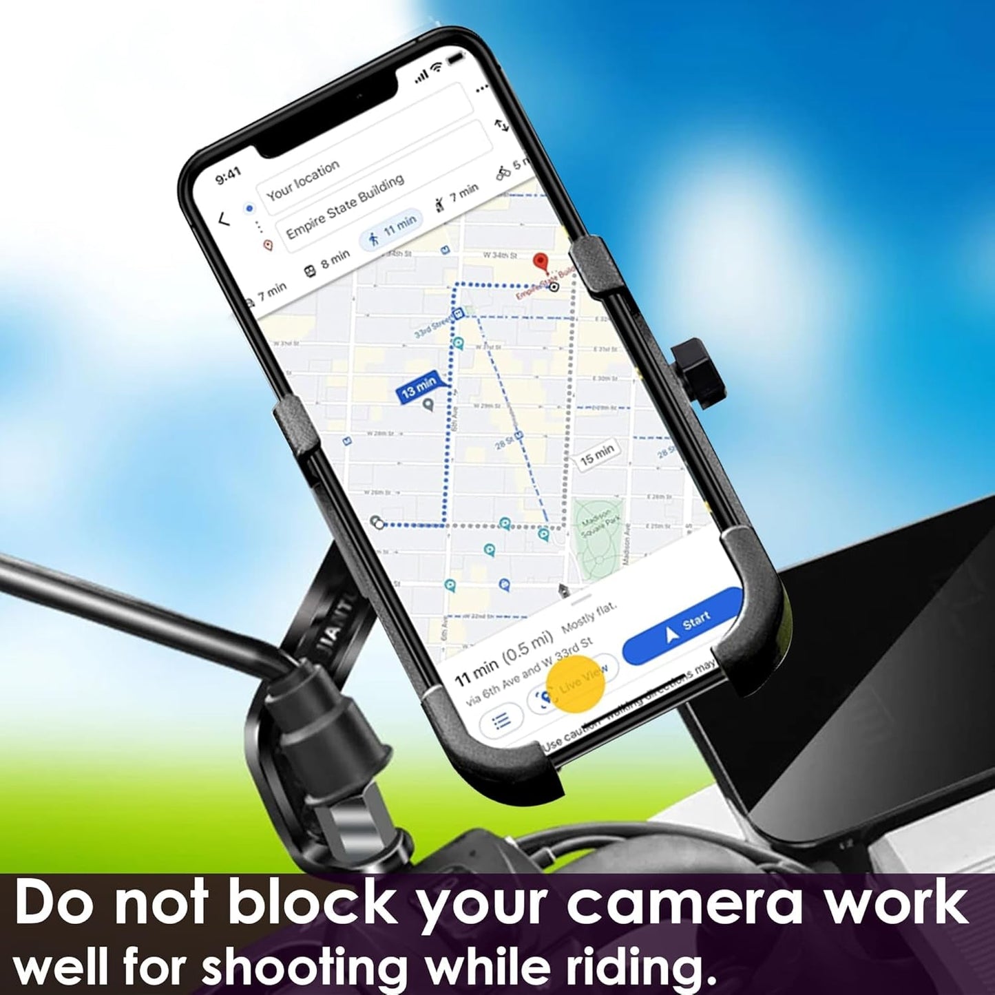 Mobile Phone Holder  View Mirror Mount Solid Metal Cradle for Bike and Phones